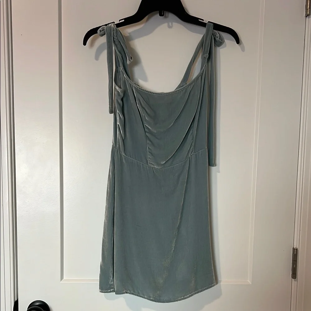 Reformation Velvet Elegant Blue Dress - Picture 3 of 7